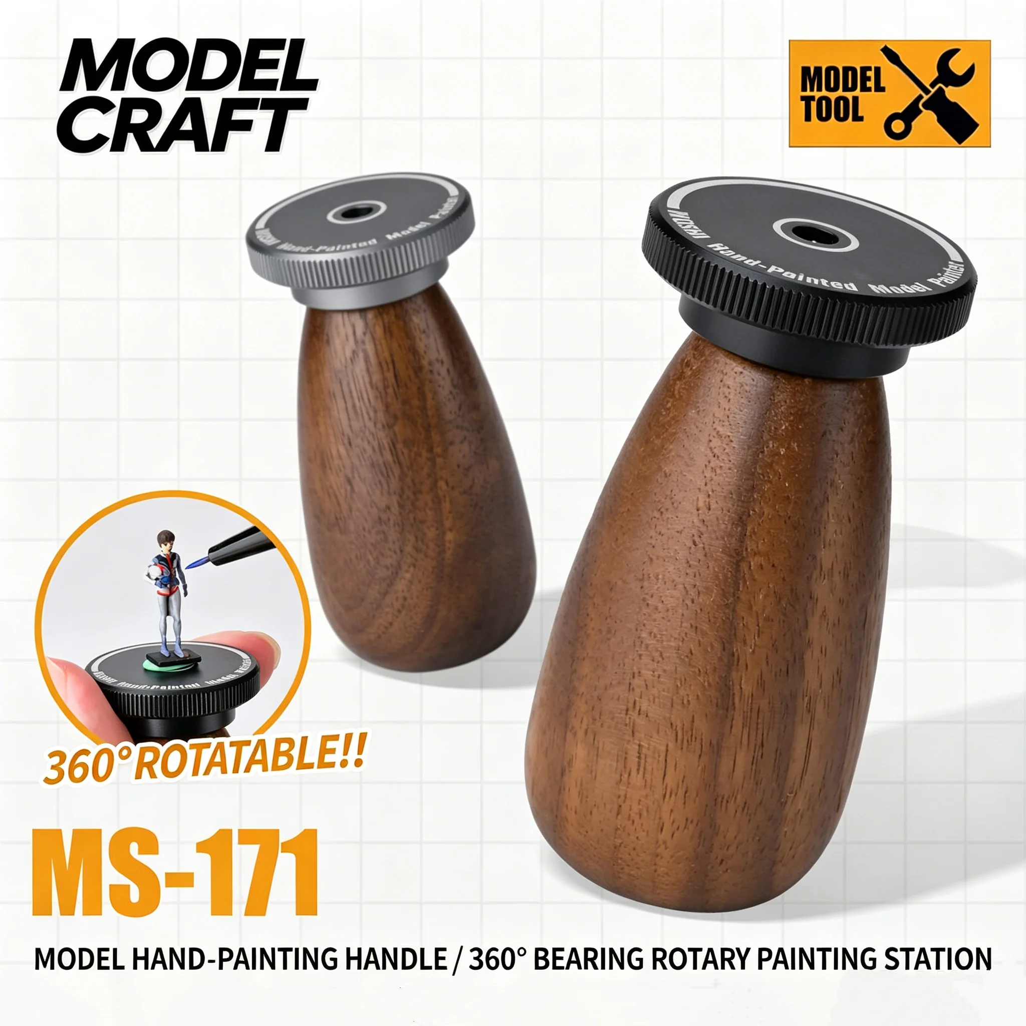 MSWZ MS171 Model Paint Handle with 360° Rotation Coloring Wheel Grip for Gundam Military Scale Model DIY Hobby Painting Tools
