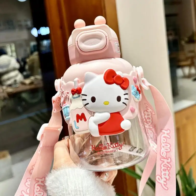 

Sanrio Plastic Water Cup Hello Kitty Kuromi Cinnamoroll My Melody Big Belly Cup Anime Cartoon Outdoors Portable High-Capacity