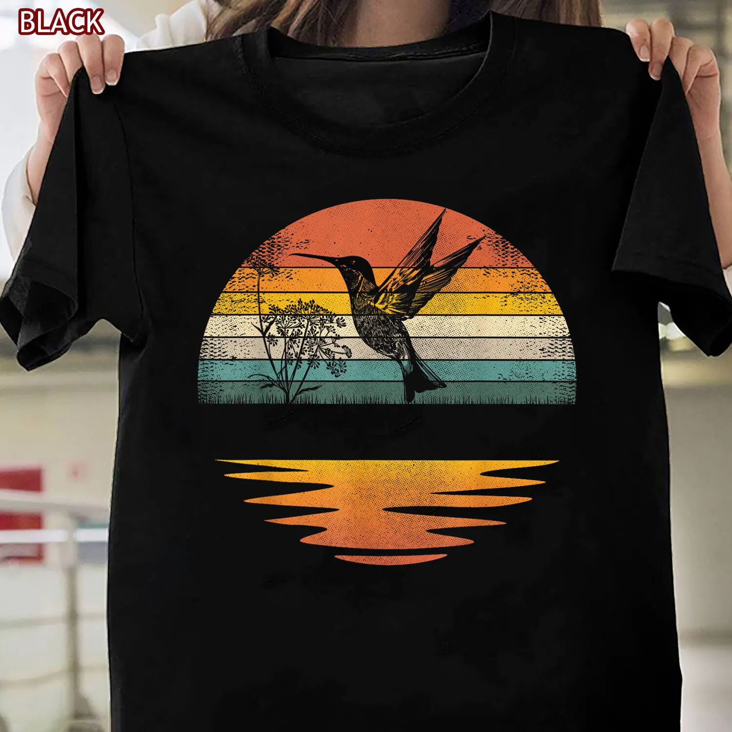 Hummingbird Vintage Sunset Hummingbirds T-Shirt Perfect Gifts for Womens Mens