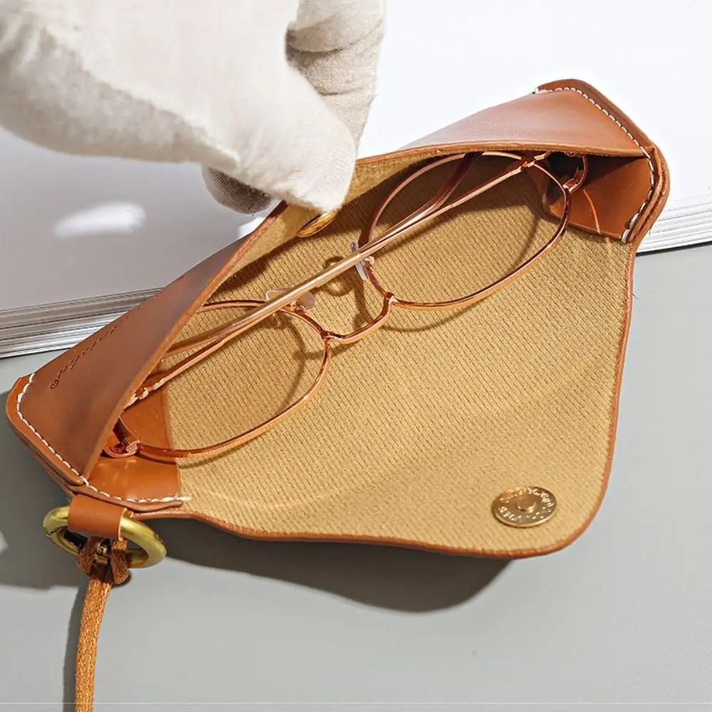 

Soft PU Leather Sunglass Organizer Anti-lost Hanging Neck Sunglasses Bag Solid Color Glasses Bag Students