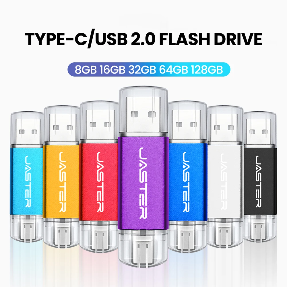 2-in-1 USB Flash Drive 128GB TYPE-C Memory Stick 64GB USB-C Pen Drive 32GB Wedding Gift Pendrive 16G Metal USB Stick 8G Colorful