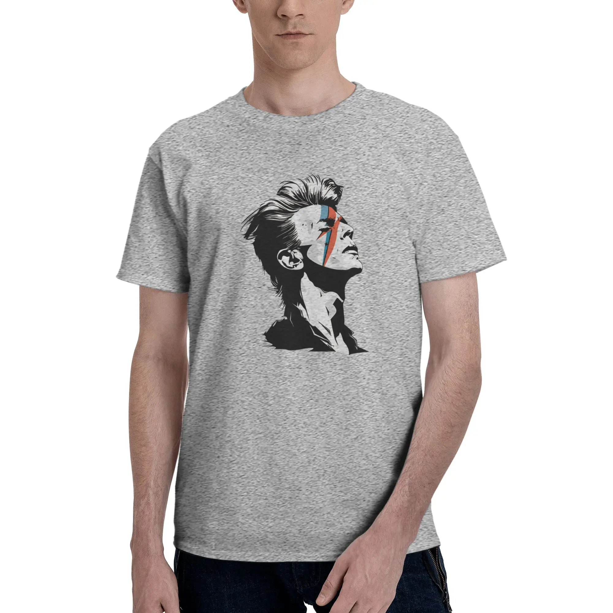 1 Piece Vector Art Graphic Funny 100% Cotton T-Shirt Aladdin Sane Tees Tops For Men
