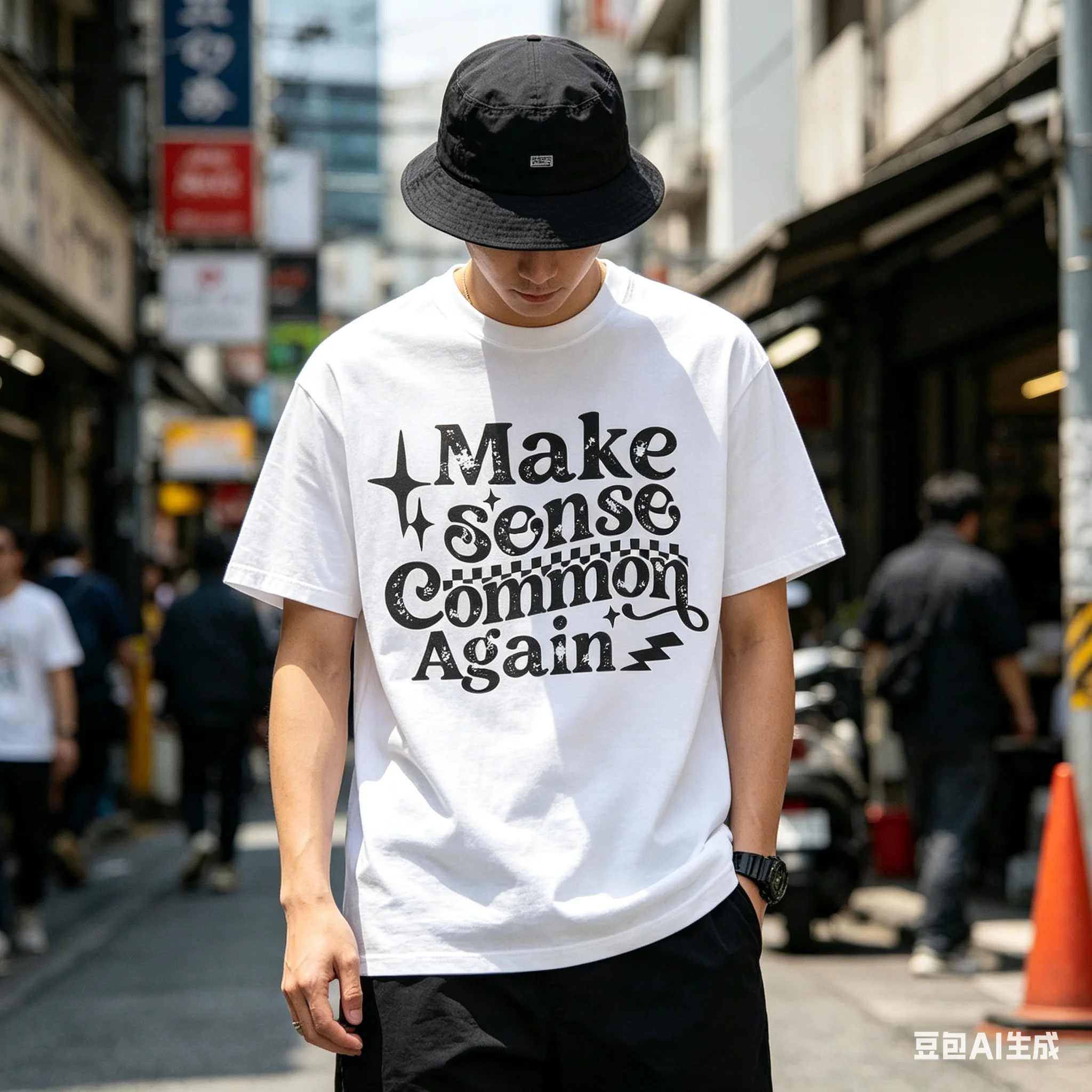 Vintage Aesthetic Typography Tee, Casual Crew Neck Streetwear Top