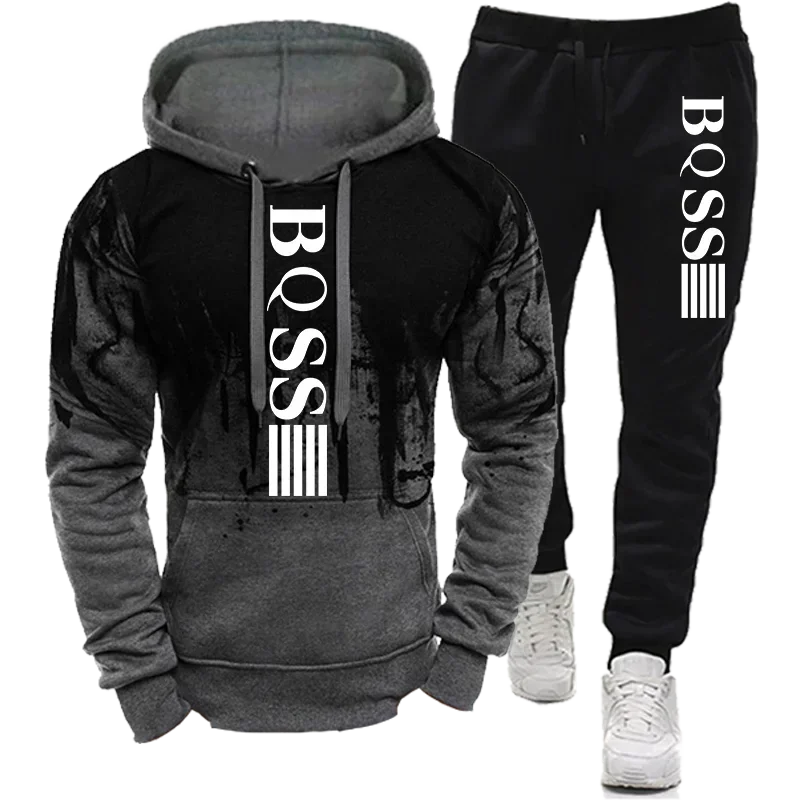 Men's Hoodies for Men Clothing Splash Ink Sweatshirt Suit Man Tracksuit Pant Sets New in Hoodies & Sweatshirts Sports Suits Set