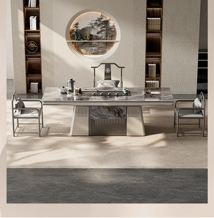 Luxury stone rock slab tea table, modern, high end, home, office, combination