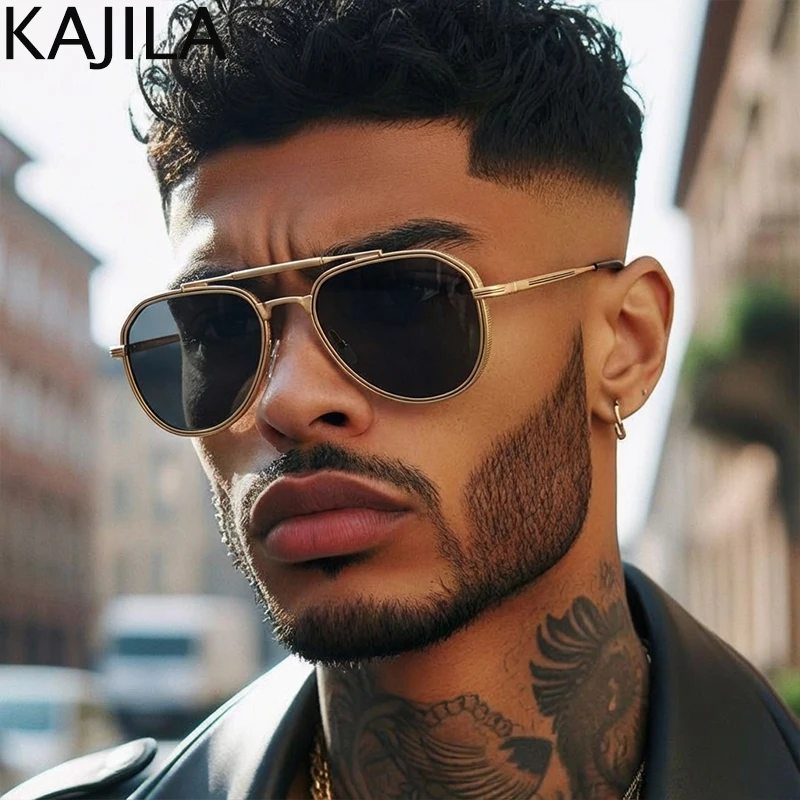 

Oversized Steampunk Pilot Sunglasses Men 2025 Luxury Brand Classic Oval Punk Sun Glasses for Male Retro Metal Eyewear Shades