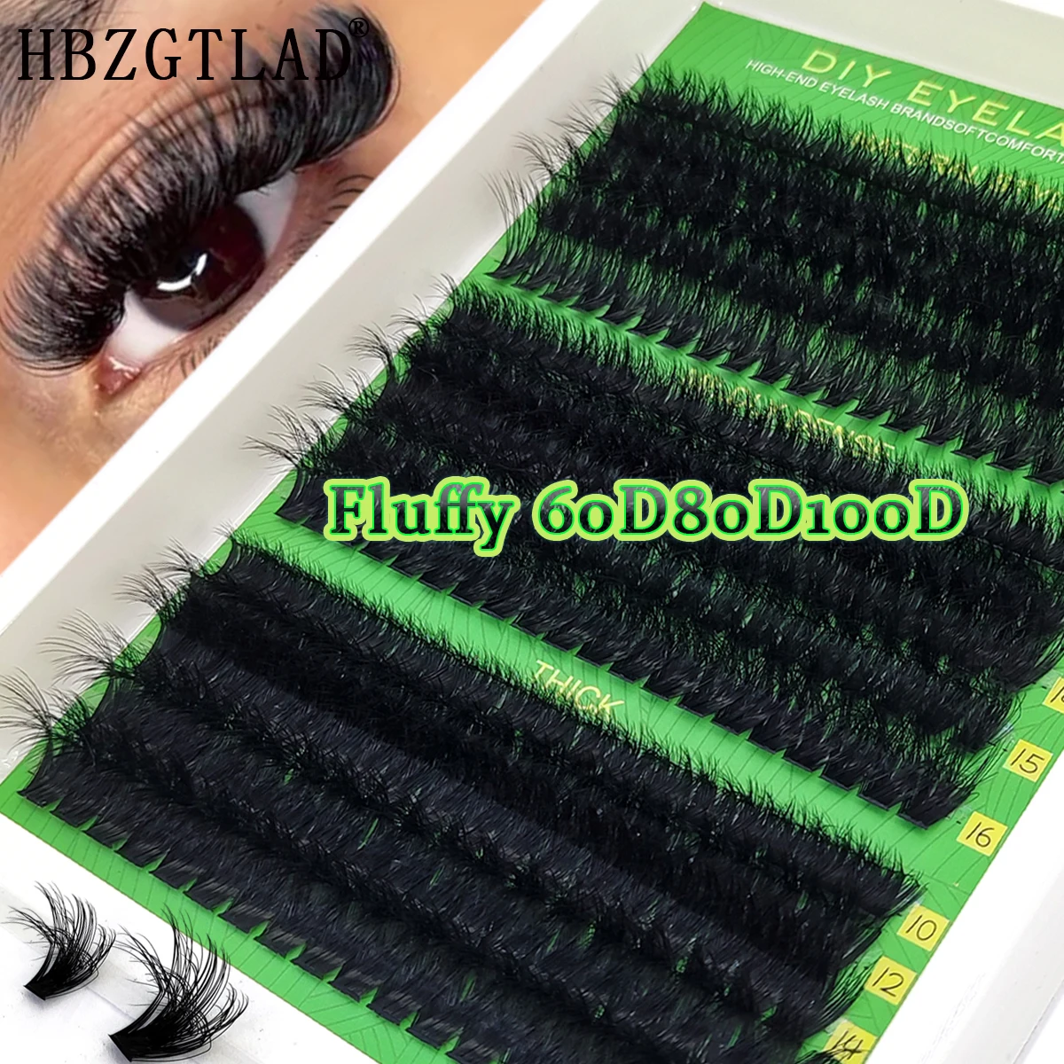 15 Reihen 60D-200D 8D Flauschige Dicke Wimpern-Cluster 10-16mm Mix Wispy Einzelwimpern-Extensions Cluster DIY Make-up Künstliche Wimpern