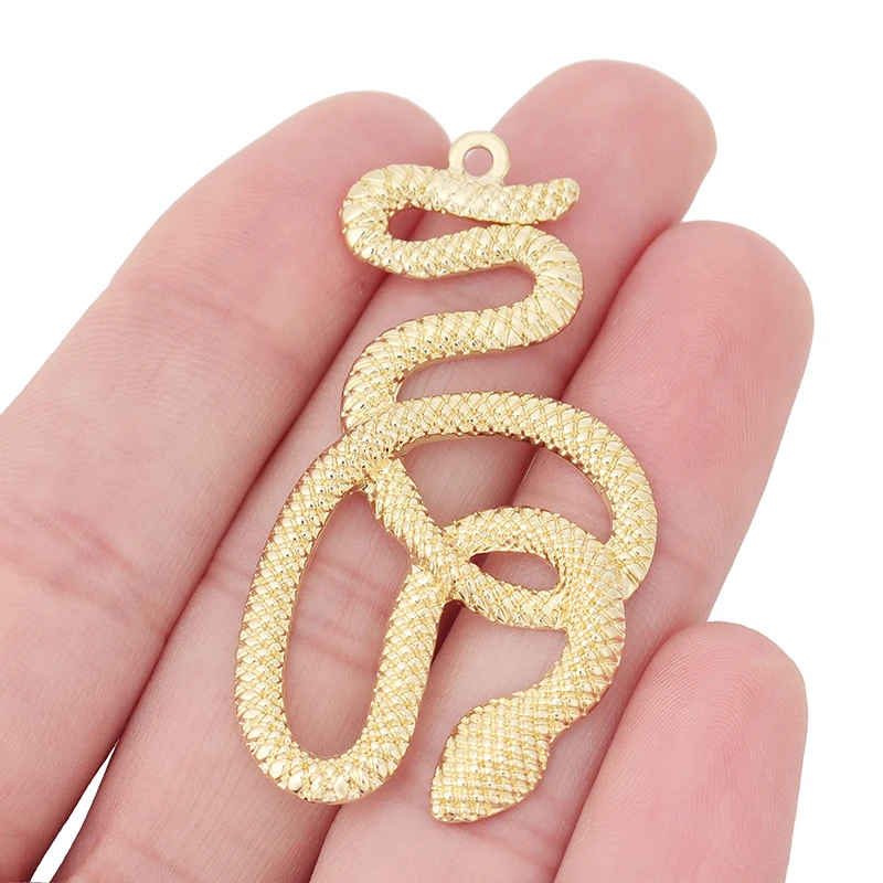 4 x Gold Color Metal Python Snake Charms Pendants for Necklace DIY Jewelry Making Accessories 54x27mm