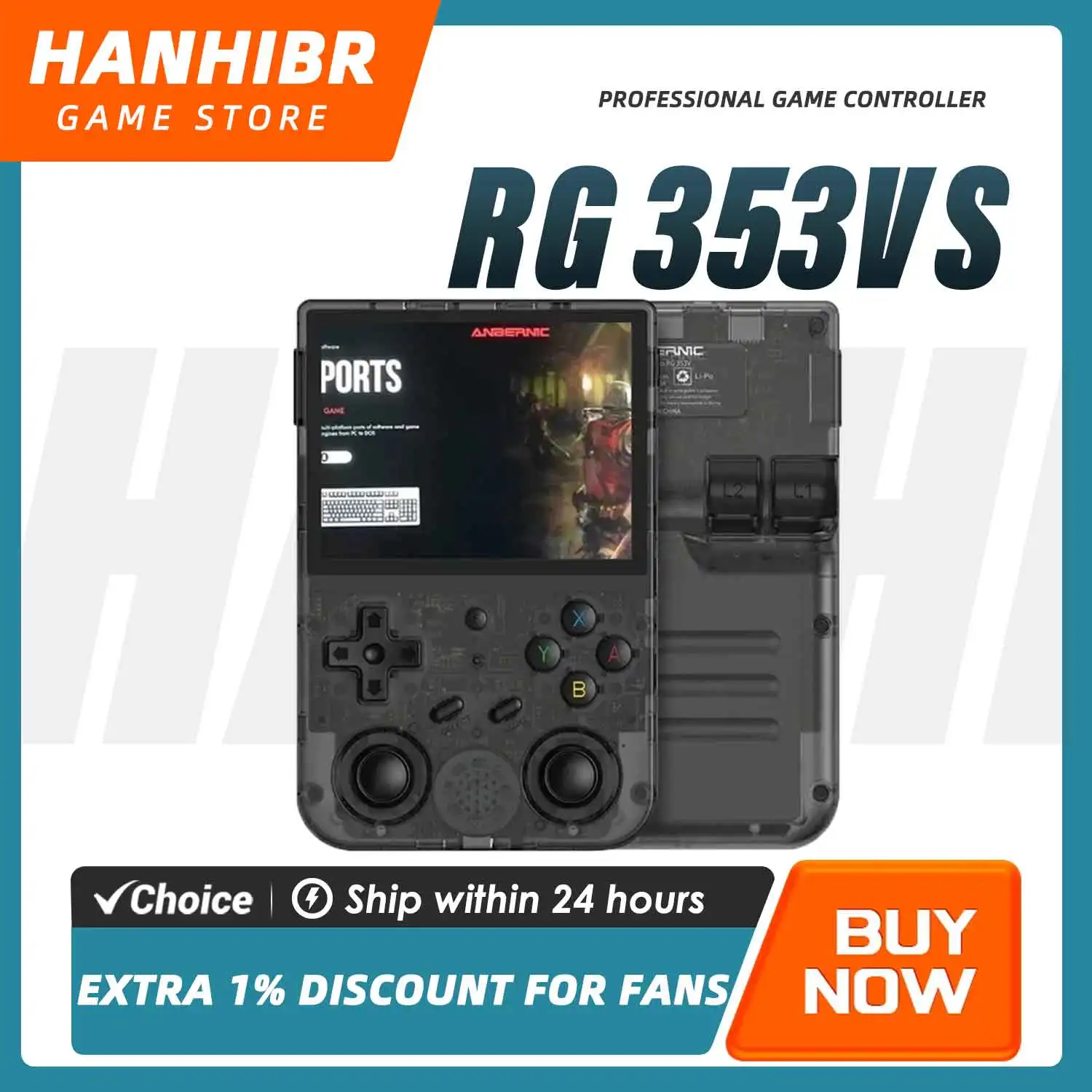 

Портативный эмулятор ANBERNIC RG353VS Linux Retro с 3,5-дюймовым OCA IPS-экраном, процессором RK3566, проводным управлением, поддержкой 3200 мАч, выходом HDMI, в подарок.