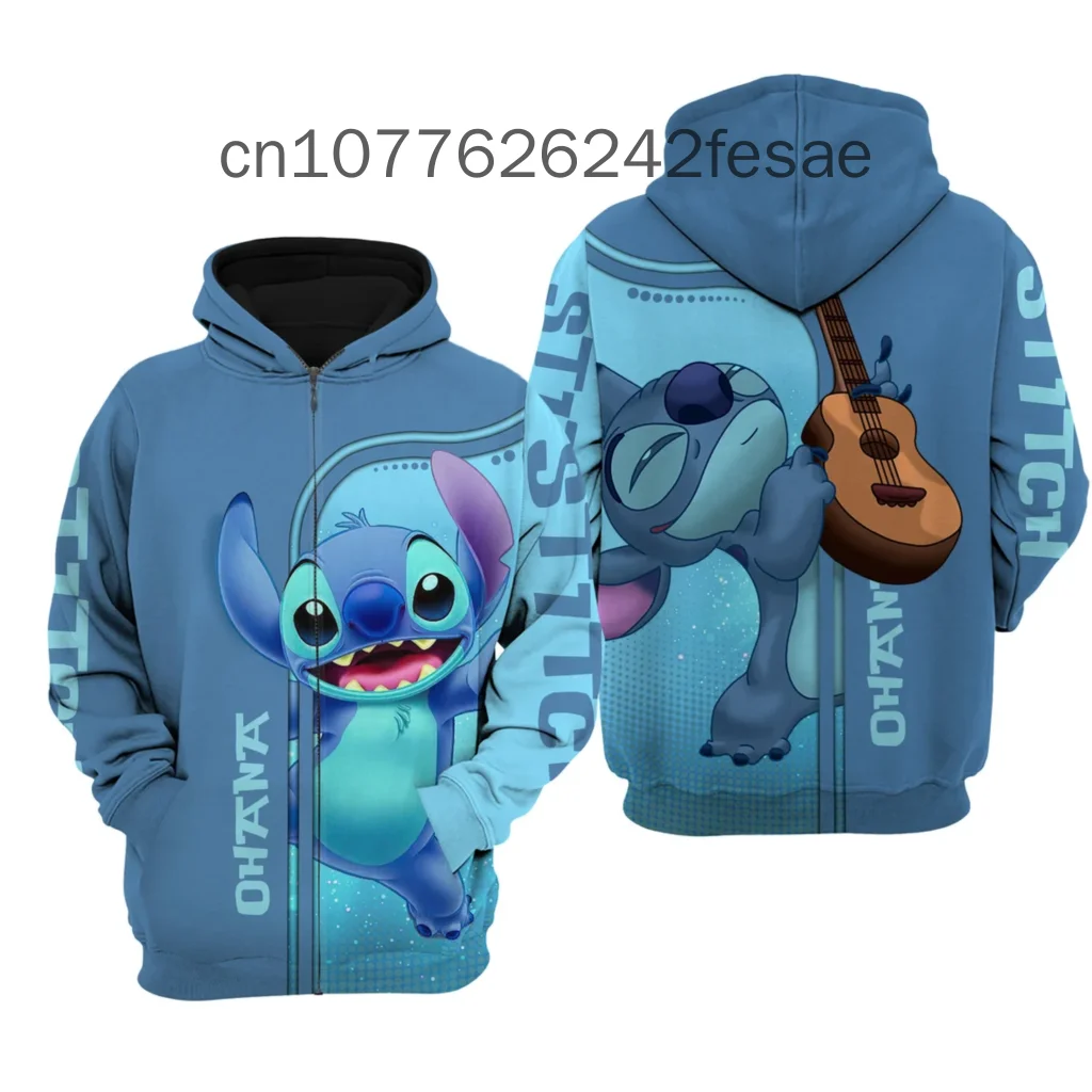 Cute Stitch Hoodie Stitch Ohana Disney Hoodie Zip Hoodie Lilo and Stitch Disney Stylist Unisex Cartoon Graphic Outfits Men Woman