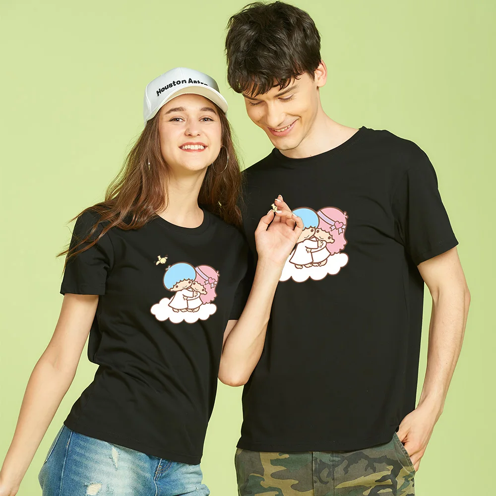 Sanrio LITTLE TWIN STARS Kiki Lala par camiseta Dreamy Besties diseño 100% algodón comodidad ajuste Unisex cuello redondo ropa camiseta