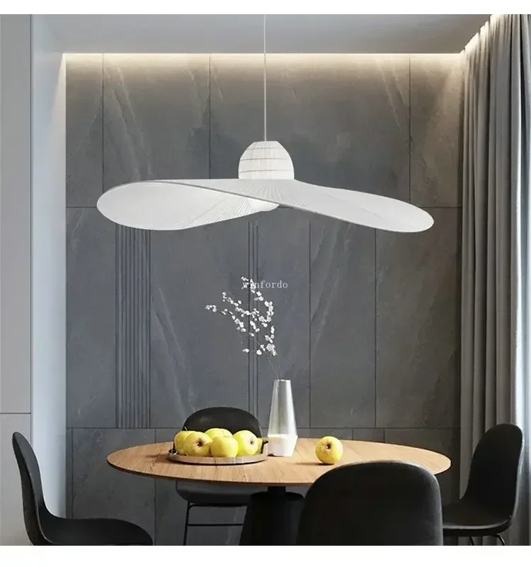 Straw Hat Led Chandelier Art Designer Pendant Lamp Hanging Light Fixture For Living Bedroom Home Bar Decor