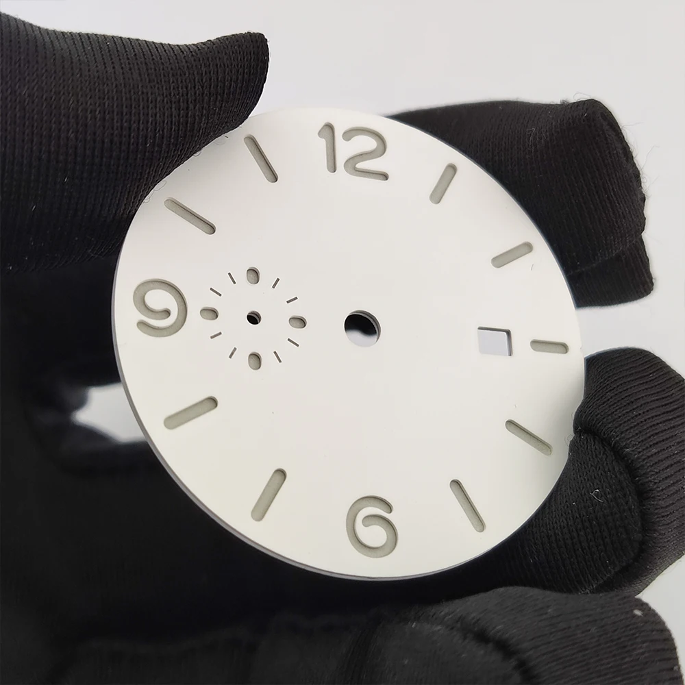 custom 36mm dial green C3 luminous sterile single calendar dial and hands fits for 44mm case ST2557/ST2555movements can DIY logo