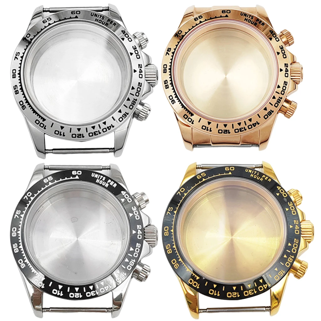 

39mm VK63 Watch Case Silver/Gold Solid Stainless Steel For VK63 Watches Automatic Movement Accessory Parts