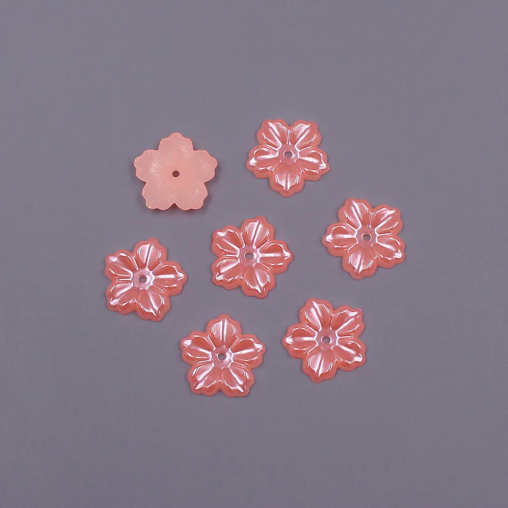 13MM 100pcs forma di fiore branelli allentati ABS imitazione mezza rotonda perla perline Flatback gioielli fai da te Scrapbook decorazione