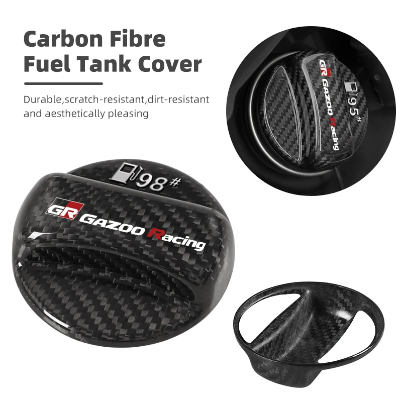 Real Carbon Fiber Gas Fuel Tank Cover Oil Filler Dustproof Cap For Toyota GR GAZOO RACING Prado Yaris Hilux Corolla Prius Avensi