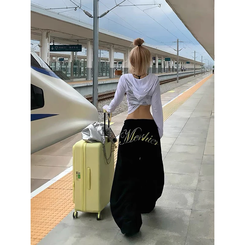 YIBASHU, широкие брюки в американском стиле со звездами и буквенным принтом, женские осенне-зимние серые спортивные штаны в стиле ретро в стиле хип-хоп