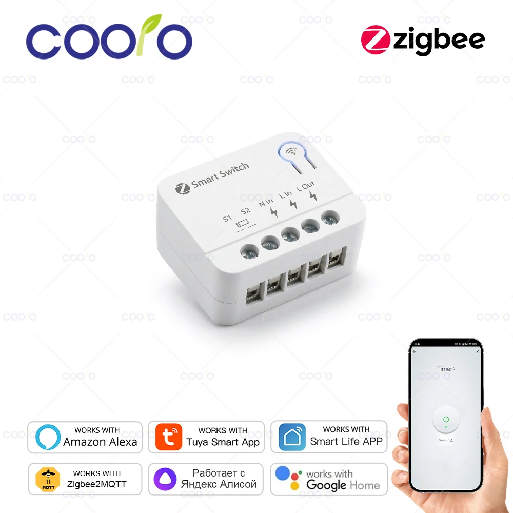 Tuya Zigbee Mini Smart Switch Modul Smart Home Relais Automatisierungs-Schalter Kompatibel mit Alexa Google Home Alice Smart Life Hub erforderlich