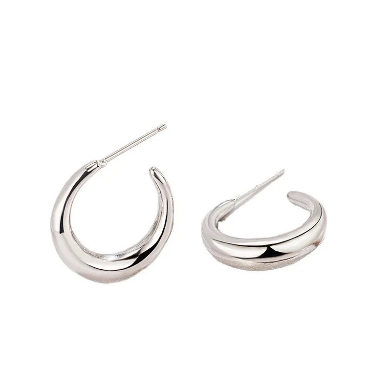 925 Sterling Silver Circle Gold Earrings For Women Trendy Earring Jewelry Prevent Allergy Party Accessories G