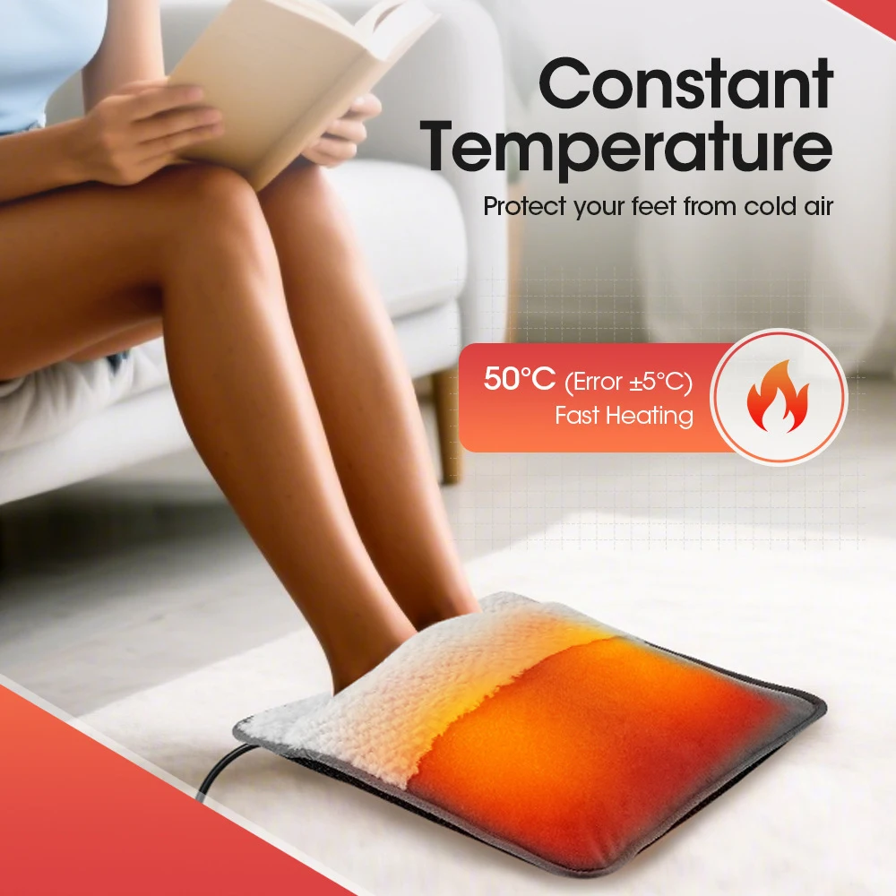 Winter Electric Foot Heating Pad USB Charging Soft Plush Washable Foot Warmer Heater Improve Sleeping Household Foot Warming Mat