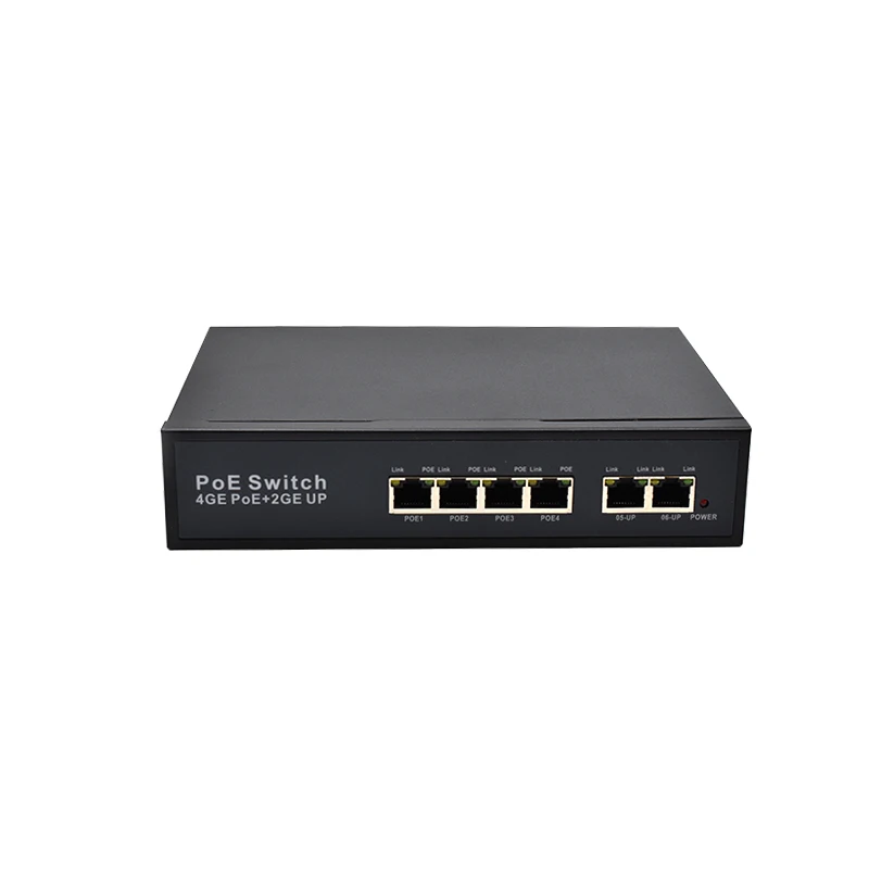 POE Switch with Built-in Power Supply, 4 Port, 2 uplink port, 48V, 100/1000M