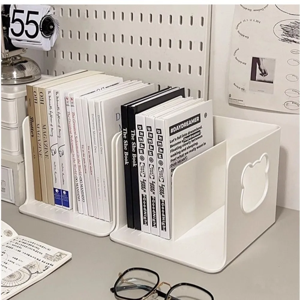 New Multi-layer Book Stand Divide Design hollow Bear Desktop Bookshelf Storage Rack Student