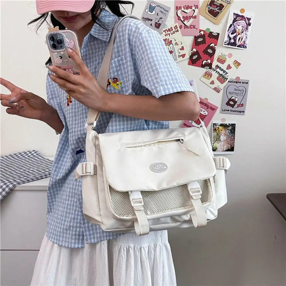 Draagbare Effen Kleur Transparant Itabag Nylon Pop Display Canvas Crossbody Tas Grote Capaciteit Pvc Student Schooltas Werk