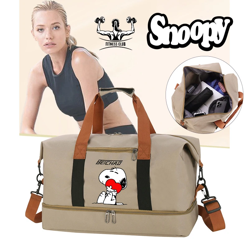 Snoopy Exercise Bag Portable Multi Functional Classification Traveling Bags Waterproof Men Women Large Capacity Fashion Handbag