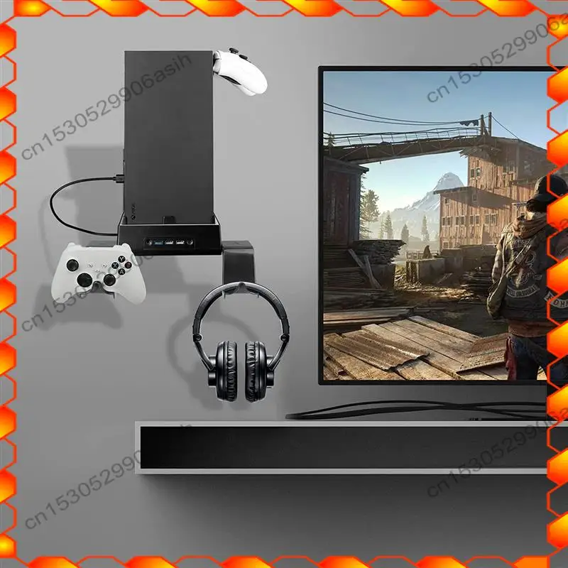 -AT52 Game Controller Holder Headphone Hanger Wall Shelf Bracket With Cooling Fan And 3 USB Port For  Series X