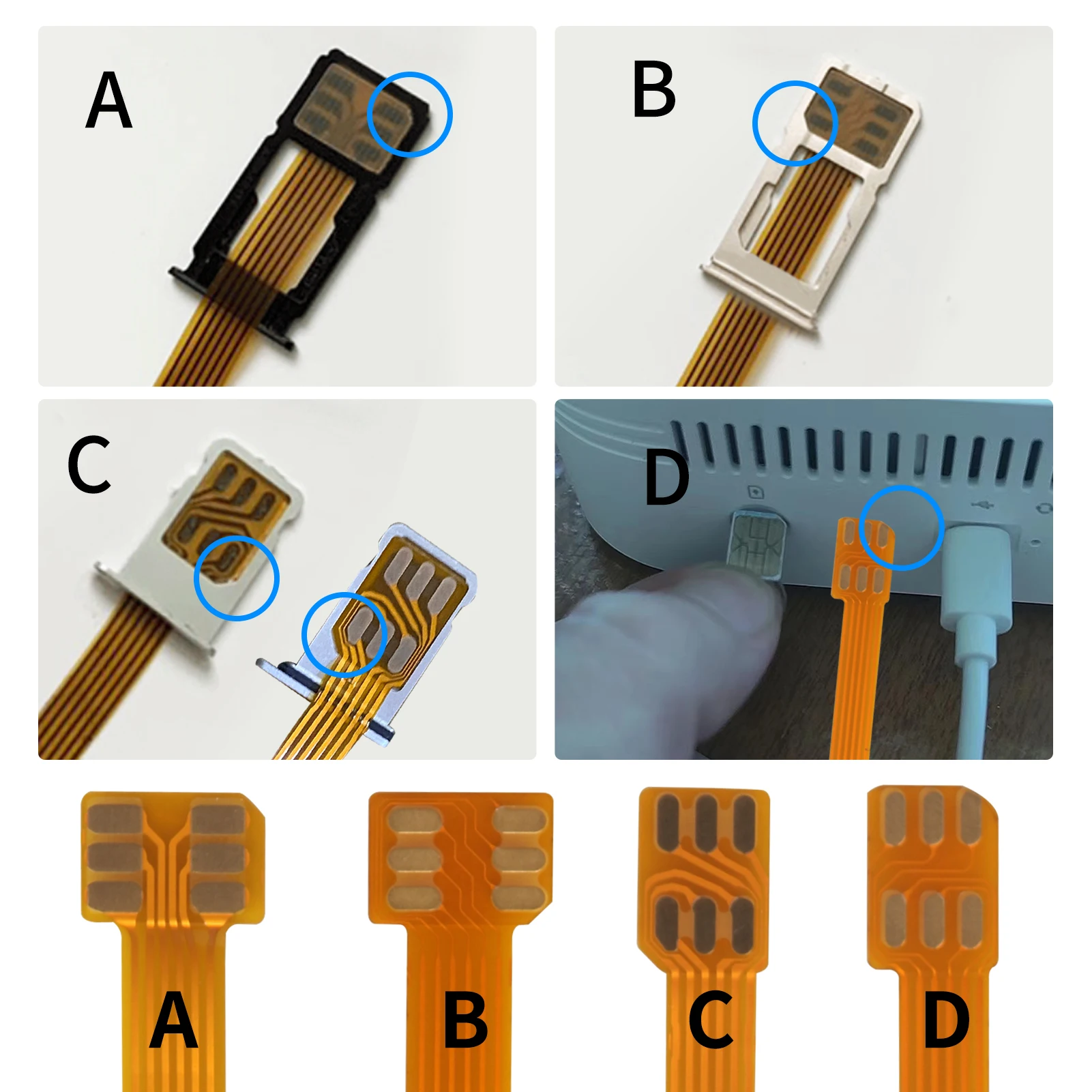 Mini SIM Card Cabo de Extensão Adaptador, Circuit Board Card Reader para Cpe Roteadores Sem Fio e Dispositivos WiFi, Smartphones e Smartphones