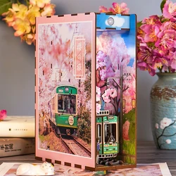 Miniatures Bookshelves Doll House Book Nooks Miniature Items Roombox Children's House Cherry Blossom Furniture Bookend DIY Kit