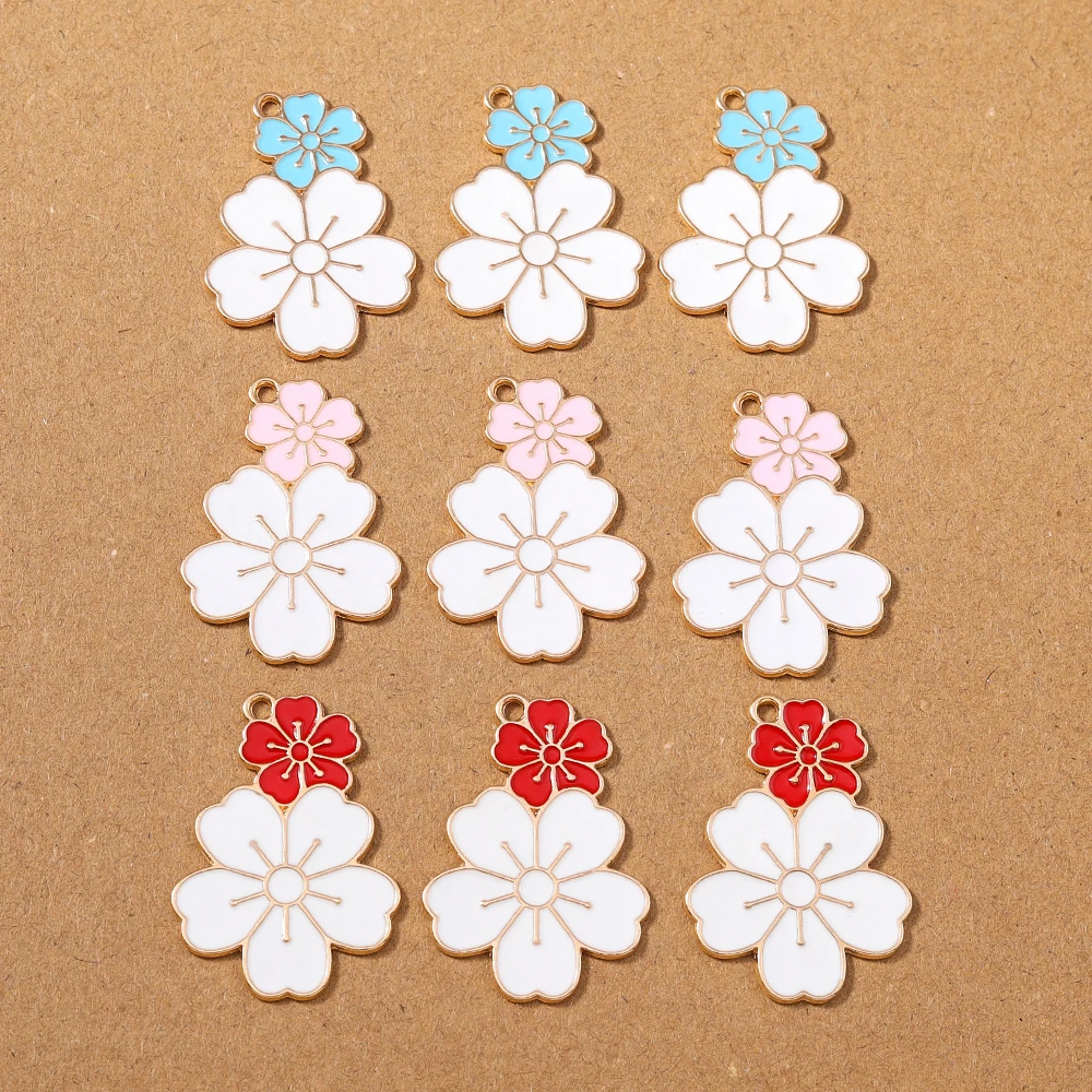 

10pcs 34*24mm Enamel Flower Charms Pendants for Making Necklace Earrings Bracelet DIY Handmade Jewelry Accessories