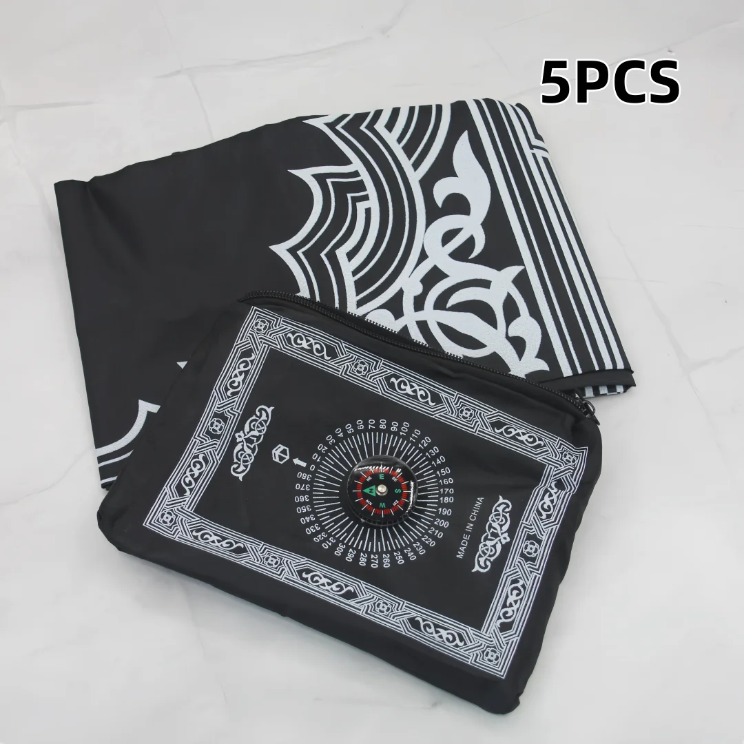 5Pcs Muslim Portable Prayer Rug 60x100cm Waterproof Prayer Mat With Compass Kneeling Carpet With Storage Bag