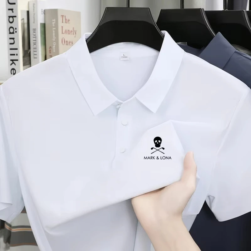 New short-sleeved men's Polo shirt features a printed design, offering comfortable and breathable summer casual high-end
