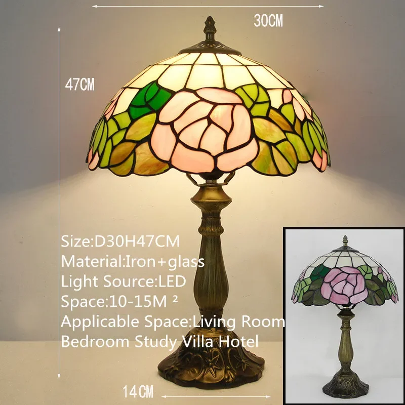 TEMAR Tiffany Table Lamp LED Luxury Creativity Living Room Study Bedroom Bedside Lamp Villa Hotel Color Glass Desk Light