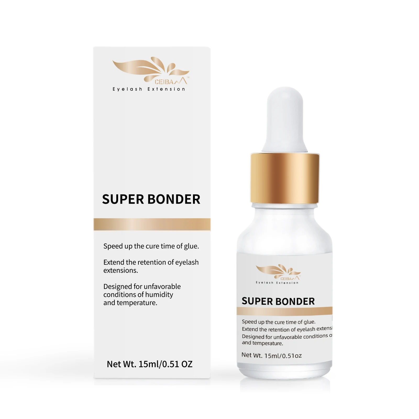 CEIBAM Lash Super Bonder for Eyelash Extensions Clear Liquid Lash Glue Bonder 15ml Non Stimulation Accelerator