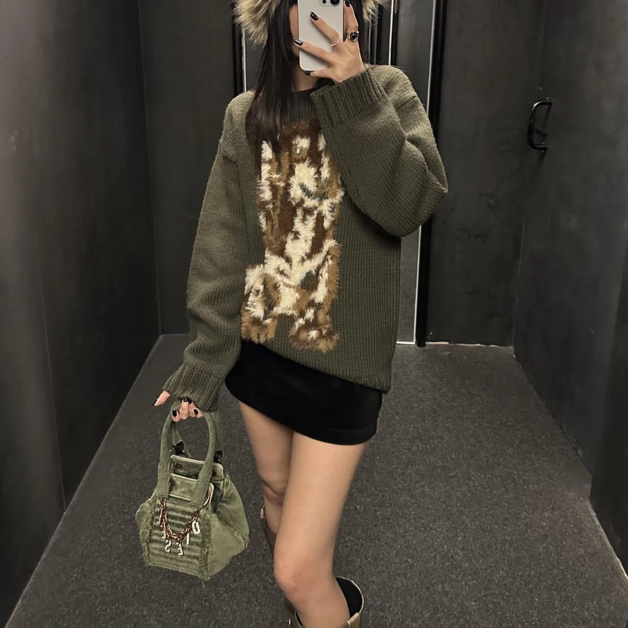 

Openyy пушистый вязаный свитер Long Sve, повседневный свободный круглый топ Ne для женщин, уличная смесь акрила, осенне-зимняя одежда