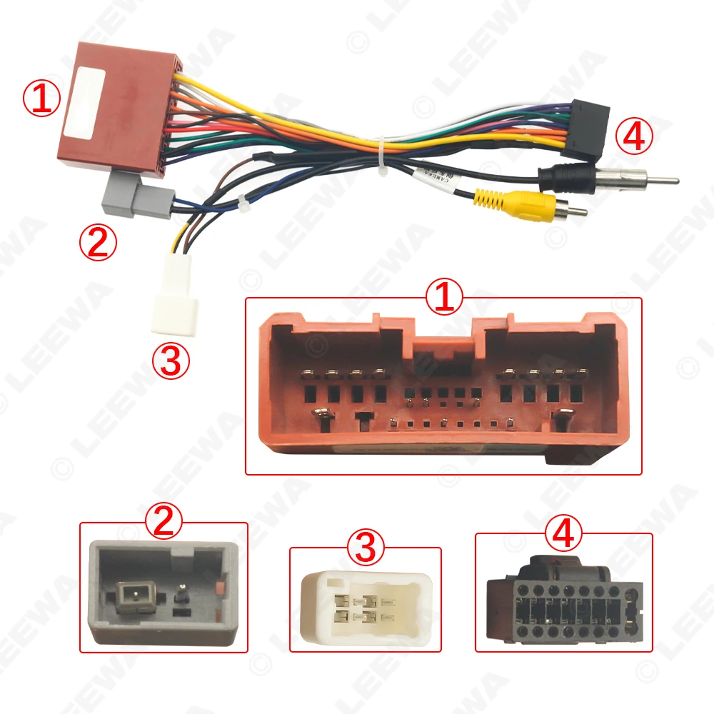 LEEWA Car 16pin Power Cord Wiring Harness Adapter Support Rearview Cable For Mazda Model (08-14) Auto Installation Head Unit