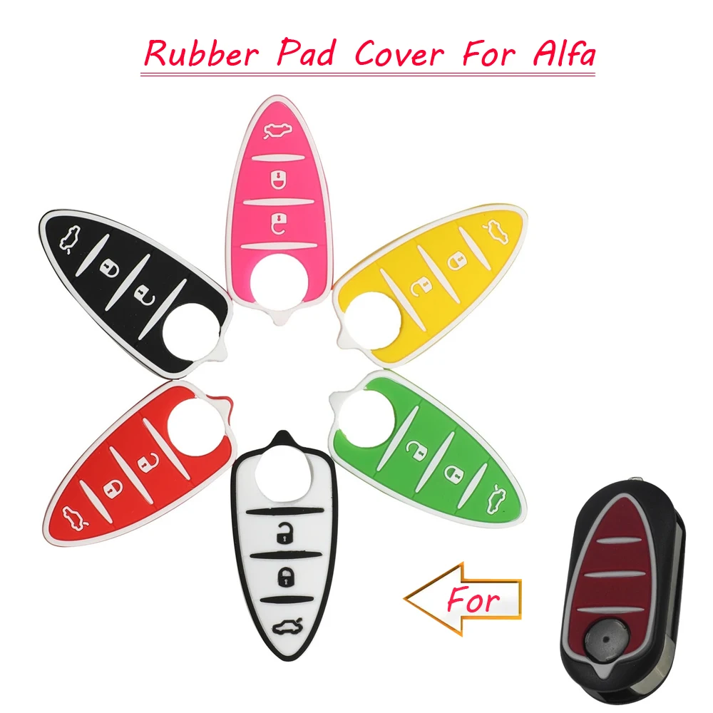 jingyuqin New Car Key Fob Rubber Pad Cover 3 Buttons For Alfa Romeo Mito Giulietta 159 GTA Case