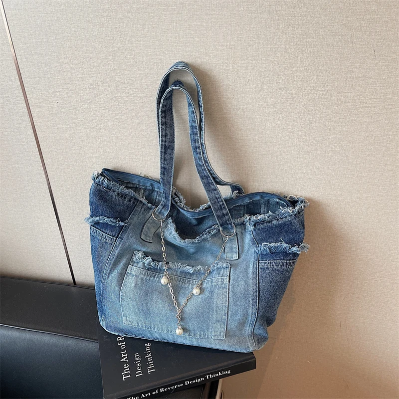 

Denim Zipper Multiple Pockets Shoulder Bags Solid Color Summer New 2025 Hot Sale Bags for Women Versatile Design Crossbody Bags