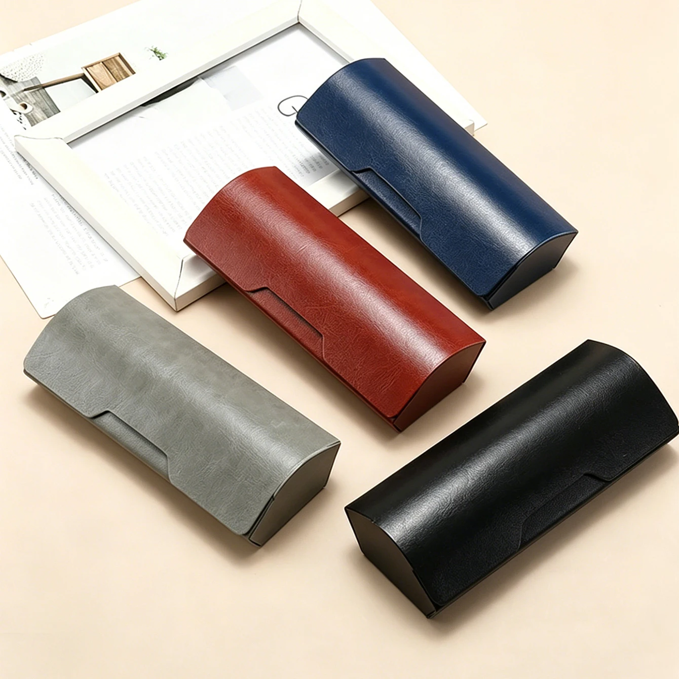 1pc PU Leather Hard Shell Sunglasses Case Slim Portable Eyeglass Box Protective Storage for Men & Women Daily Commute & Travel