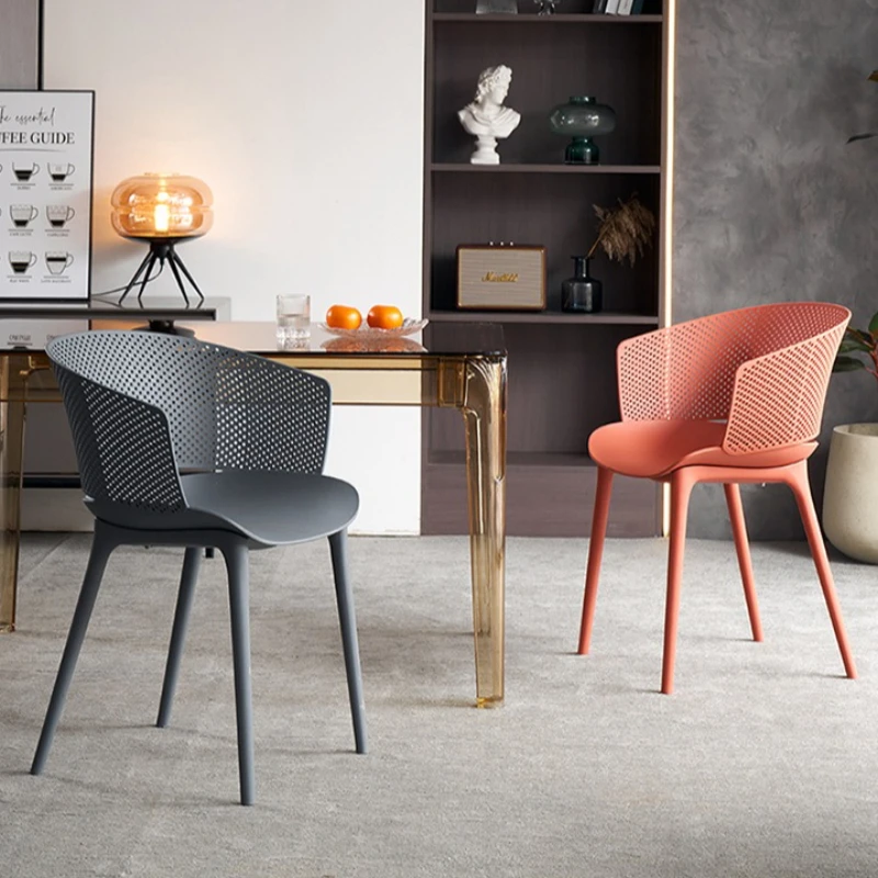 Firm Nordic Plastic Dining Chair Home Modern Simple Restaurant Stool Backrest Creative Outdoor Armrest Leisure Negotiation Chair