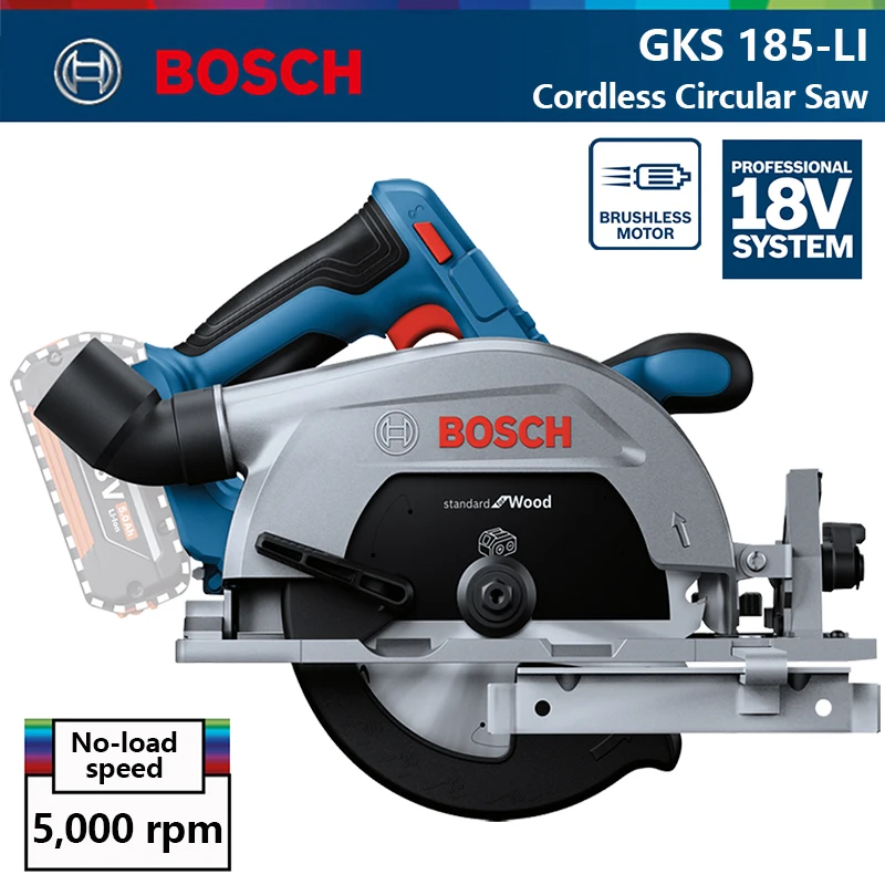 Bosch GKS 185-LI Brushless Cordless Electric Circular Saw 165mm Blade Cutting Machine Woodworking 18V Professional Power Tool