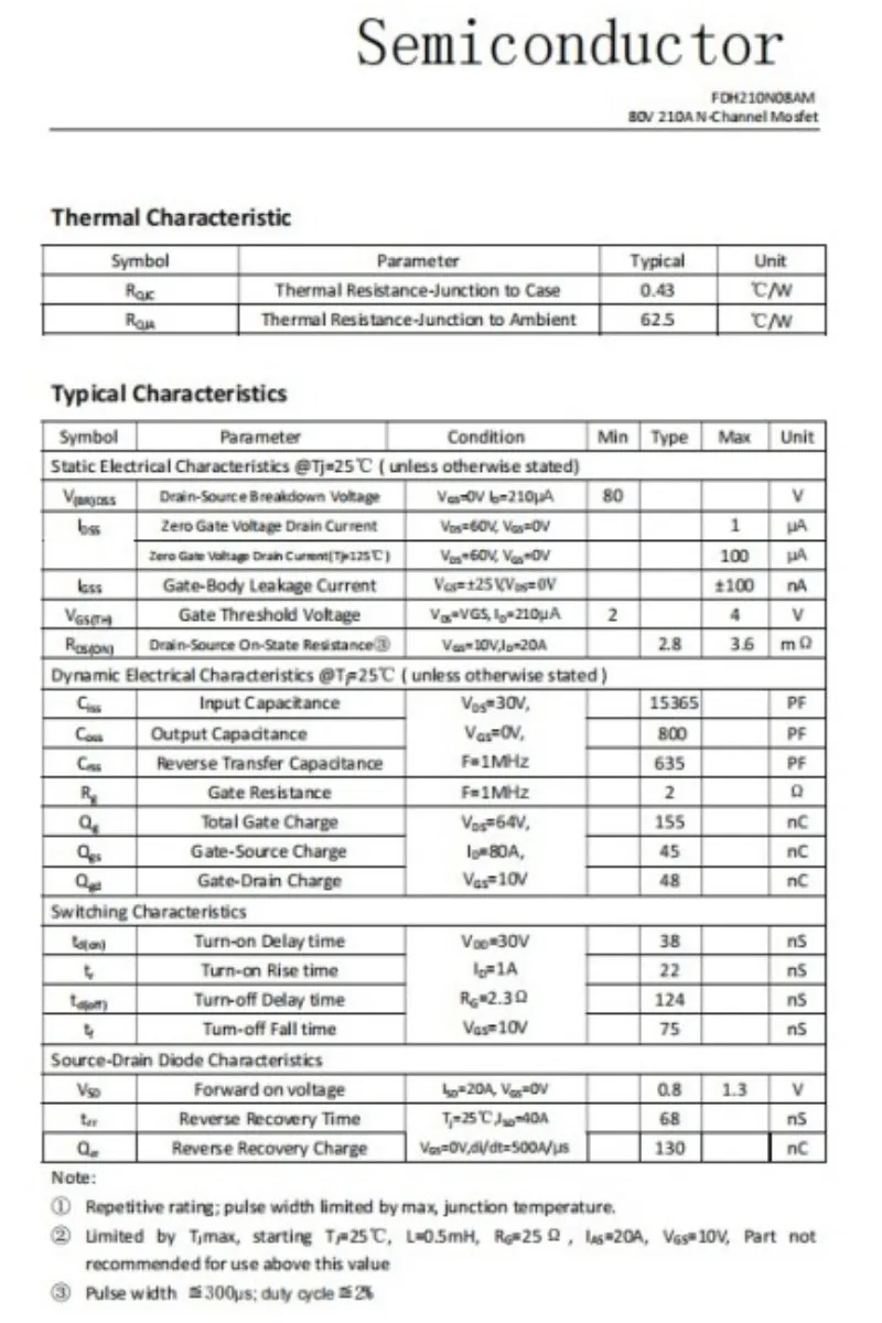Inversor de alta potência, FDH210N08AM, 24V, MOSFET, 210A, 80V, HY4008W, IRFP2907, 5 PCes