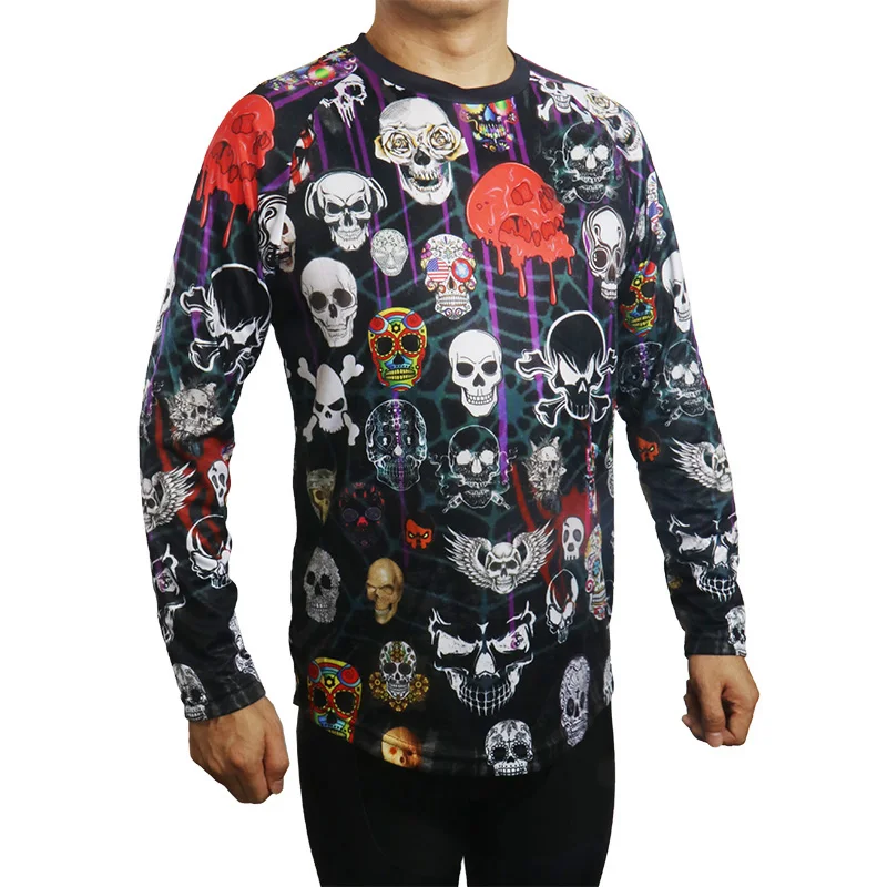 

Skull Jersey, MTB Motocross Shirt, Downhill Cycling Jersey Top, Bicycle Wear, Pro Team Race, MX Off Road Mountain Sport Ride BMX