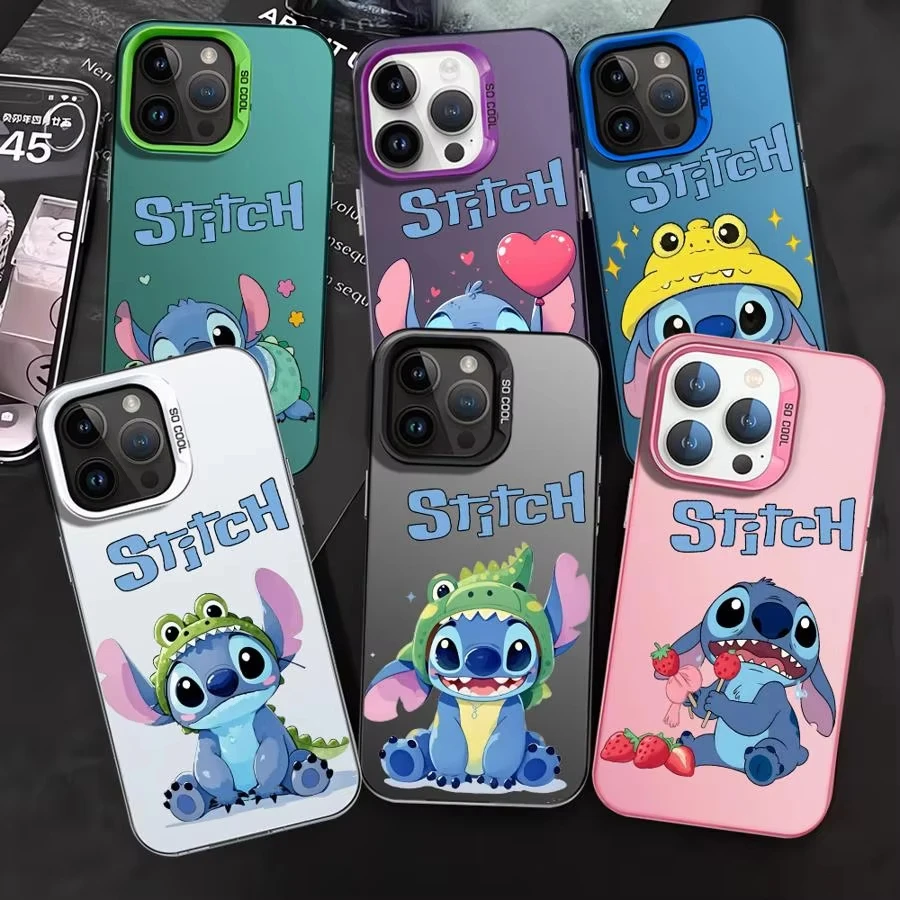 

Lovely Stitch Funny Phone Case For iPhone 8 7 Plus SE 2020 2022 16E SE 15 14 13 12 11 Pro Max XS XR Shockproof Laser Funda Case