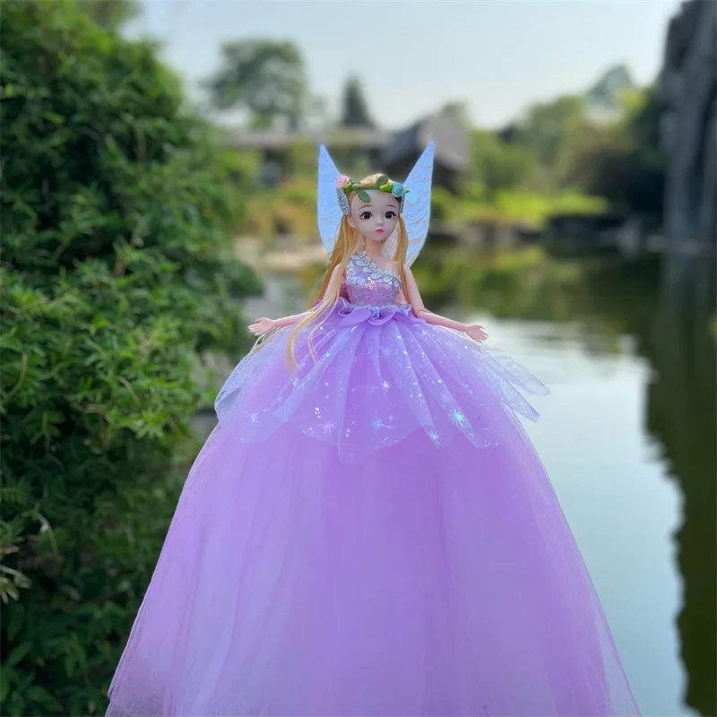 30cm bonito elfo flor fada menina princesa boneca brinquedo 1/6 bjd olhos realistas articulações móveis bonito vestido de casamento menina jogar casa brinquedo