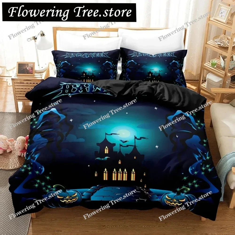 Halloween Bedding Set Soft Polyester 3D Cartoon Quilt Cover For Room Decor Single Twin Queen Size Pumpkin Ghost Duvet Cover Set