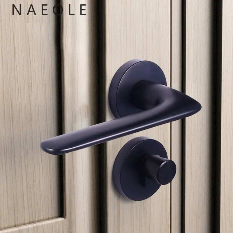 Black Magnetic Split Lock; Universal Bedroom Door Lock; Solid Wood Door Handle with Key, Silent and Minimalist for Home Use