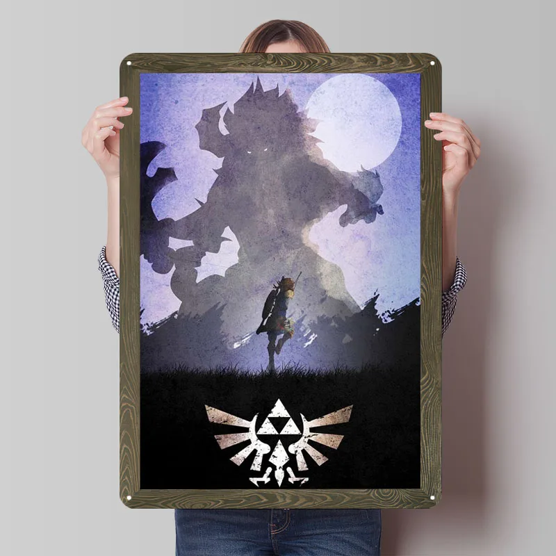Zelda Breath of the Wild-letreros de hojalata, póster de videojuego, decoración de jardín, cosas para el salón, Mural artístico de diseño de habitación